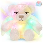 Athoinsu Luz até Anjo Teddy Bear Stuffed Animal LED Luz Noturna Brilhante Pelúcia Brinquedo Dia das Mães Aniversário para Crianças Pequenas, 16'', Branco