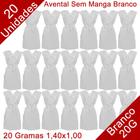 Avental Descartável Sem Manga Branco 20 Gramas 20 Unidades