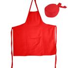 Avental Para Garçom 75cm x 70cm Grande Liso Com Bandana 100% Algodão - Vermelho - Padrao