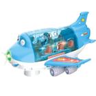 Avião Azul Masculino de Brinquedo Infantil Educativo Musical Entrega Imediata Durável Para Crianças - Aton