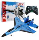 Avião Controle Remoto 2.4gh Aeromodelo Caça SU35 Azul