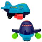 Avião Musical e Luzes Gira Bate Volta Azul Brinquedo Menino