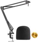 Azul Yeti Mic Boom Arm com para-brisas de espuma, suspensão Boom Braço de Tesoura com Tampa de Filtro Pop para Microfone Azul Yeti Pro por SUNMON