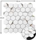 Azulejo Adesivo Pastilha Hexágono Mármore Branco 3D Parede Cozinha