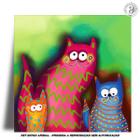Azulejo Decorativo - Família de Gatos Coloridos
