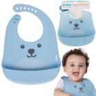 Babador Bebê Pega Migalhas Silicone Cata Migalhas Buba Azul