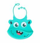 Babador de Silicone com Bolso Monstrinhos Azul 27cm x 20cm - Papi