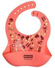 Babador de silicone estampado porta migalha coral