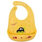Babador Infantil Carrinho Impermeável C/ Bolso pega Migalhas Amarelo - Castela