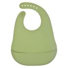 Babador Verde Infantil Bebe Com Coletor de Comida Liso Silicone Livre De BPA