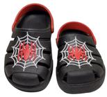 Babuche infantil menino Preto/vermelho Teia de aranha. Melky calçados.