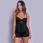 Baby Doll Bojo Feminino Liso Liganete Renda Roupa De Dormir