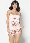 Baby Doll Curto Estampado Short Regata Pijama Alça