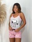 Baby doll pijama de malha adulto estampado snoopy personagens