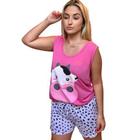 Baby Doll Pijama Regata Curto Adulto Feminino Personagens Unicórnio Mulher Maravilha Animais