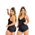 Baby Doll Pijama Sem Bojo Malha Fria liganete  Short Doll Feminino Conjunto Com Renda Baby Dool Babydoll