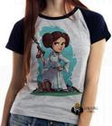 Baby look blusa feminina ou Camiseta unissex Star Wars Mini Princesa Leia