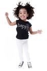 Baby Look Happy Preta Le Marques Infantil Menina Tamanho 1