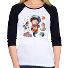 Baby Look Raglan Astronauta Criança e Foguetes Manga 3/4 - Foca na Moda