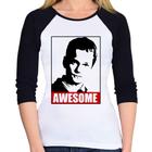 Baby Look Raglan Awesome Barney Stinson Manga 3/4 - Foca na Moda