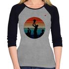 Baby Look Raglan Basquete Vintage Sunset Manga 3/4 - Foca na Moda