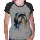 Baby Look Raglan Cachorro Shih Tzu Watercolor - Foca na Moda