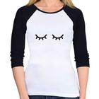 Baby Look Raglan Cílios Manga 3/4 - Foca na Moda