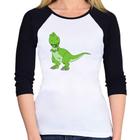 Baby Look Raglan Dinossauro Manga 3/4 - Foca na Moda