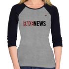 Baby Look Raglan Fake News Manga 3/4 - Foca na Moda