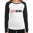 Baby Look Raglan Fake News Manga Longa - Foca na Moda