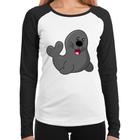 Baby Look Raglan Foca Feliz Manga Longa - Foca na Moda