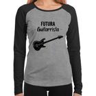 Baby Look Raglan Futura Guitarrista Manga Longa - Foca na Moda