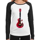 Baby Look Raglan Guitar Píxel Manga Longa - Foca na Moda