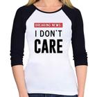 Baby Look Raglan I don't care Manga 3/4 - Foca na Moda