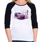 Baby Look Raglan Lava Jato Carro Roxo Manga 3/4 - Foca na Moda