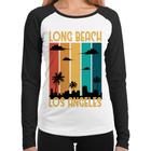 Baby Look Raglan Long Beach Los Angeles Manga Longa - Foca na Moda