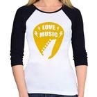 Baby Look Raglan Love Music Manga 3/4 - Foca na Moda