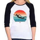 Baby Look Raglan Nadadora Vintage Sunset Manga 3/4 - Foca na Moda