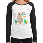 Baby Look Raglan No prob llama Manga Longa - Foca na Moda