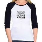 Baby Look Raglan Ocupada fazendo muitos nadas Manga 3/4 - Foca na Moda