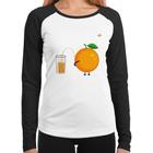 Baby Look Raglan Peeing Orange Manga Longa - Foca na Moda