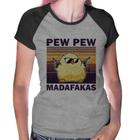 Baby Look Raglan Pew Pew Madafakas - Foca na Moda