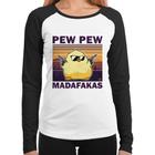 Baby Look Raglan Pew Pew Madafakas Manga Longa - Foca na Moda