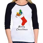 Baby Look Raglan Socket Merry Christmas Manga 3/4 - Foca na Moda