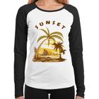 Baby Look Raglan Sunset Beach Manga Longa - Foca na Moda