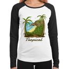 Baby Look Raglan Tropical Beach Manga Longa - Foca na Moda