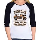 Baby Look Raglan Vintage Classic Moto Manga 3/4 - Foca na Moda