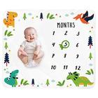 Baby Monthly Milestone Blanket Boy - Dinosaur Neutral Newborn Month Blanket for Boy & Girl Personalized Shower Gift Soft Plush Fleece Photography Background Prop com Quadro Grande 47''x40''
