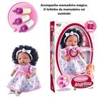 Baby Negra Tipo Reborn 62 Frases + Mamadeira Com Leite Falso