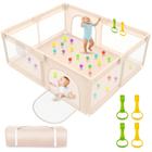 Baby Playpen Abdtech Extra Large com capa de malha macia de damasco